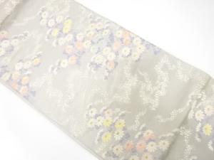 アンティーク　荒波に菊模様織り出し袋帯（材料）